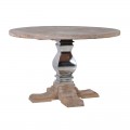 Luxusný okrúhly chrómom zdobený hnedý jedálenský stôl Braddock pre šiestich ľudí vo vidieckom prevedení
