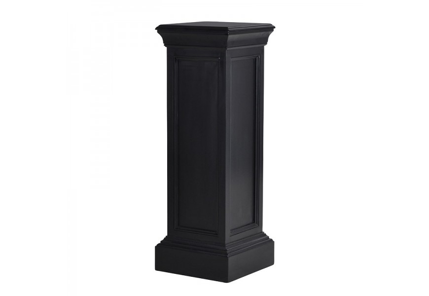 Luxusný koloniálny podstavec Wielton Nero v čiernej farbe v obdĺžnikovom tvare s vyrezávaním z masívneho mahagónového dreva s hladkým povrchom