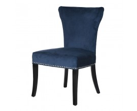 Luxusná modrá zamatová stolička LORETTA
