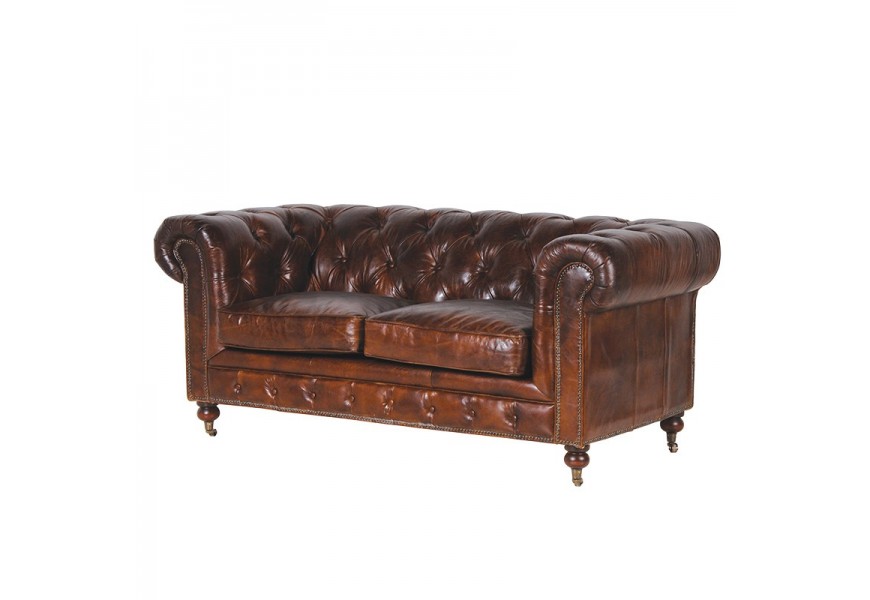 Luxusná CHESTERFIELD dvoj sedačka z pravej kože 180cm