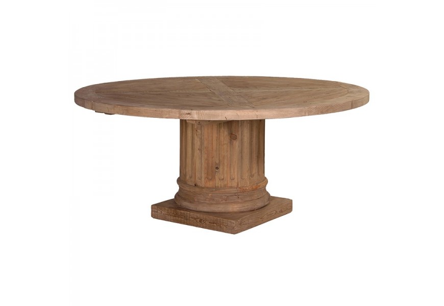 Okrúhly drevený jedálenský stôl so stredovou nohou 168cm priemer svetlohnedej farby