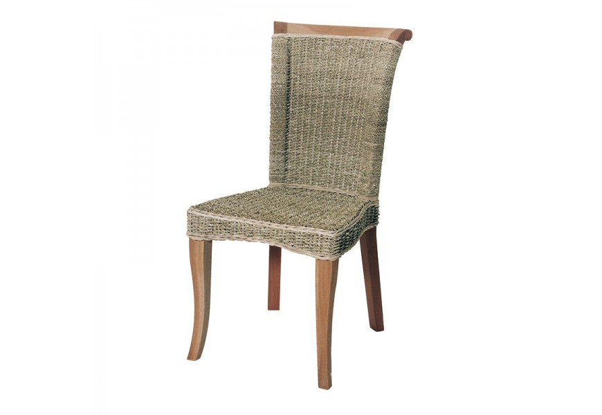 Jedálenská stolička z mahagónového dreva a morskej trávy