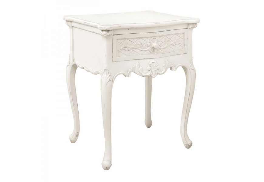 &Scaron;t&yacute;lov&yacute; provens&aacute;lsky stol&iacute;k so z&aacute;suvkou Antic Blanc 62cm