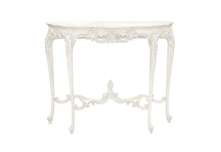 Luxusná zdobená provensálska konzola Antic Blanc 100cm
