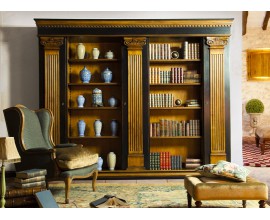 Luxusná antická knižnica Countryside s tromi dvierkami vo vintage čiernom prevedení