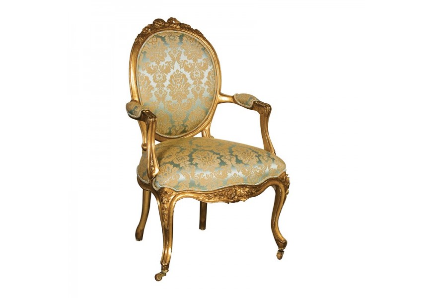 Luxusná antická stolička Roi Gilt zeleno zlatá