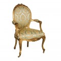 Luxusná antická stolička Roi Gilt zeleno zlatá