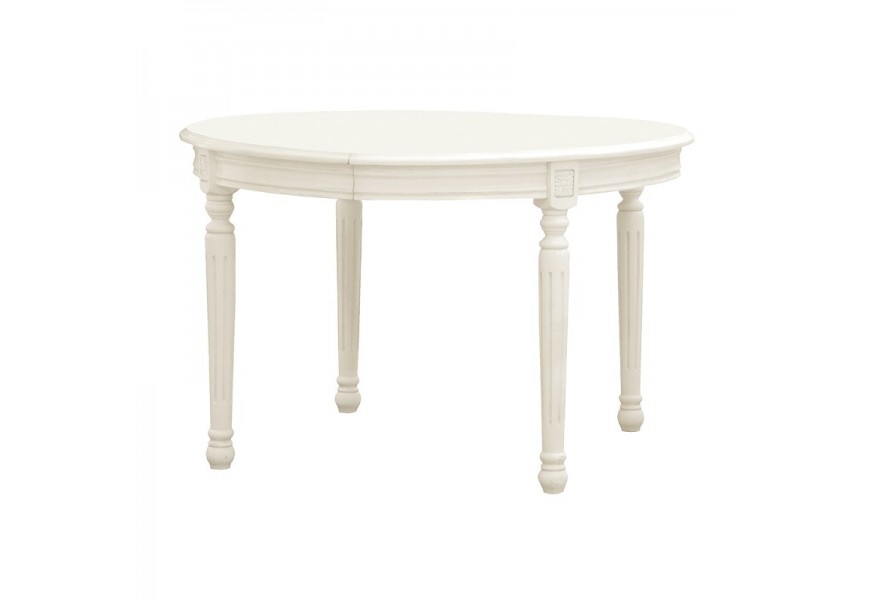 Štýlový provensálsky okrúhly jedálenský stôl Antic Blanc rozkladací 120-170