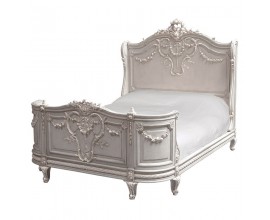 Luxusná biela vyrezávaná posteľ LAVERNA