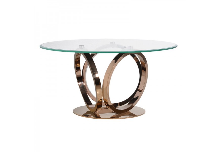 Dizajnový okrúhly jedálenský stôl Chinensis - rose gold