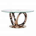Dizajnový okrúhly jedálenský stôl Chinensis - rose gold