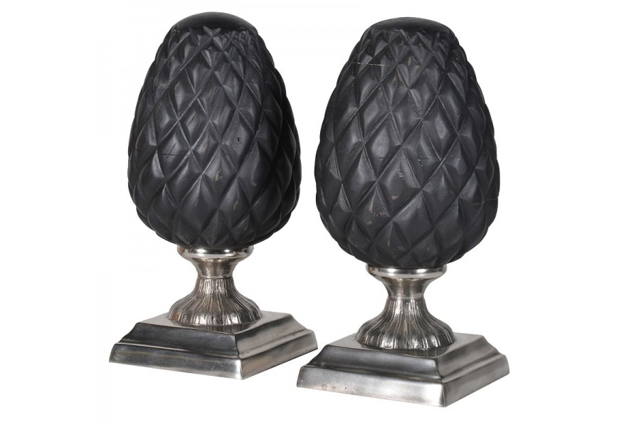 Set dvoch čiernych dekor&aacute;ci&iacute; kvet artičoky