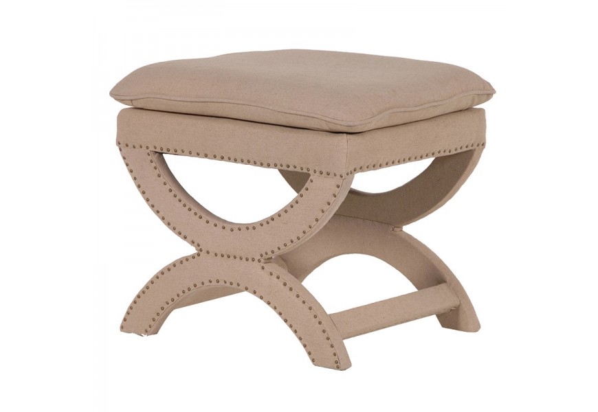 Dizajnová a luxusná béžová rustikálna taburetka Merlion v koloniálnom prevedení