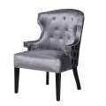 Jedinenčé a exkluzívne šedé kreslo Leeroy so zamatovým čalúnením