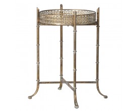 Orientálny kovový ornamentálny príručný stolík Sybille zlatej farby s ozdobnými zahnutými nohami 50cm