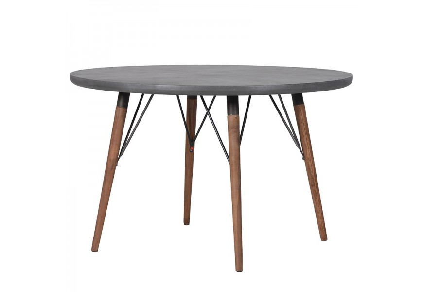 Industriálny masívny okrúhly jedálenský stôl Ontario III 120cm