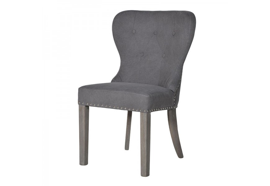Dizajnová vintage jedálenská stolička Herrera s masívnymi nohami a sivým poťahom 92cm