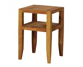 Vidiecky dizajnový hnedý štvorcový príručný stolík Estrella z dubového dreva 60cm