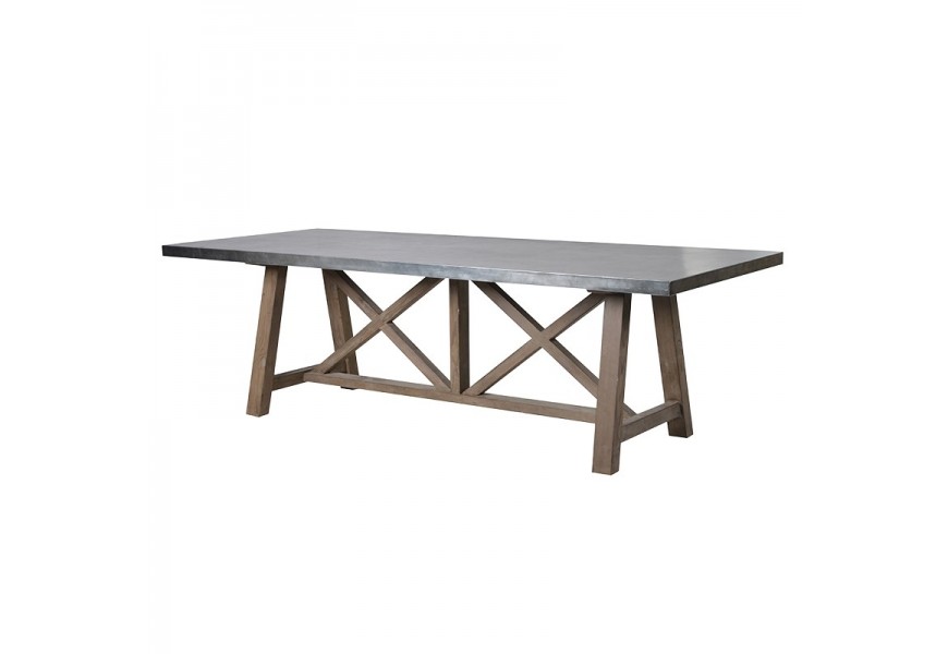 Dizajnový dlhý industriálny jedálenský stôl Solana s masívnymi nohami 240cm