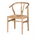 Vidiecka drevená jedálenská stolička Hesien s vypletaným sedákom v prírodných farbách 81cm