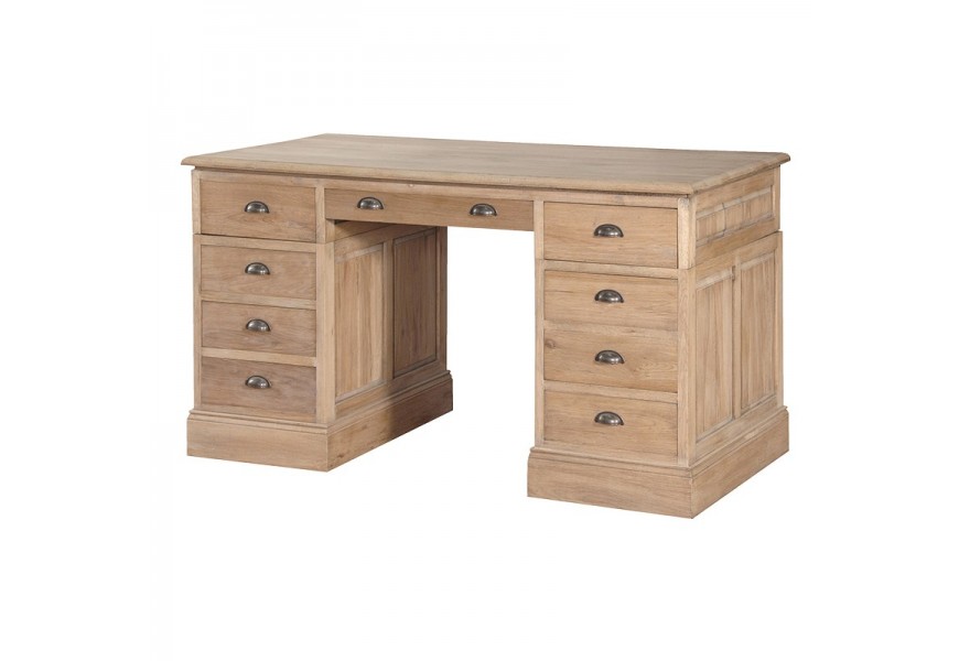 Mas&iacute;vny vidiecky p&iacute;sac&iacute; st&ocirc;l Chene Vieux svetlohnedej farby z mas&iacute;vneho dreva