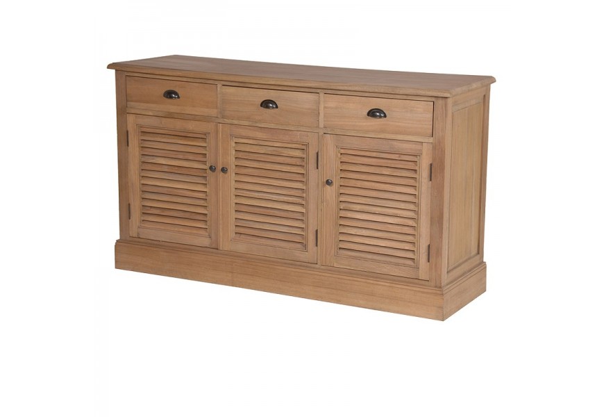 Štýlový drevený príborník Chene Vieux s úložným priestorom v podobe zásuviek a poličiek skrytých za dubovými dvierkami