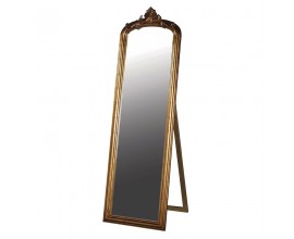 Vintage stojace zrkadlo Blaca z dreva v zlatej farbe s dekoratívnym rámom 180cm
