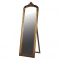 Klasické stojace zrkadlo Blaca so zdobeným rámom z dreva v zlatej farbe