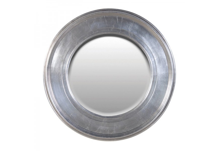 Vintage zrkadlo Coda z dreva okrúhle strieborné