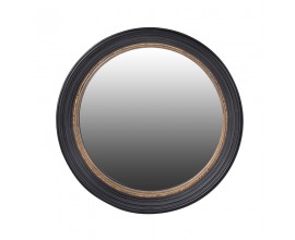 Art deco okrúhle zrkadlo Lazia s dreveným rámom čierno-zlatá 85cm