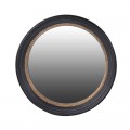Dizajnové okrúhle zrkadlo Lazia s dreveným vyrezávaným rámom v čiernej a zlatej farbe