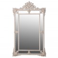 Klasické dizajnové zrkadlo Ornata s dreveným zdobeným rámom v krémovej farbe obdĺžnikové 182cm