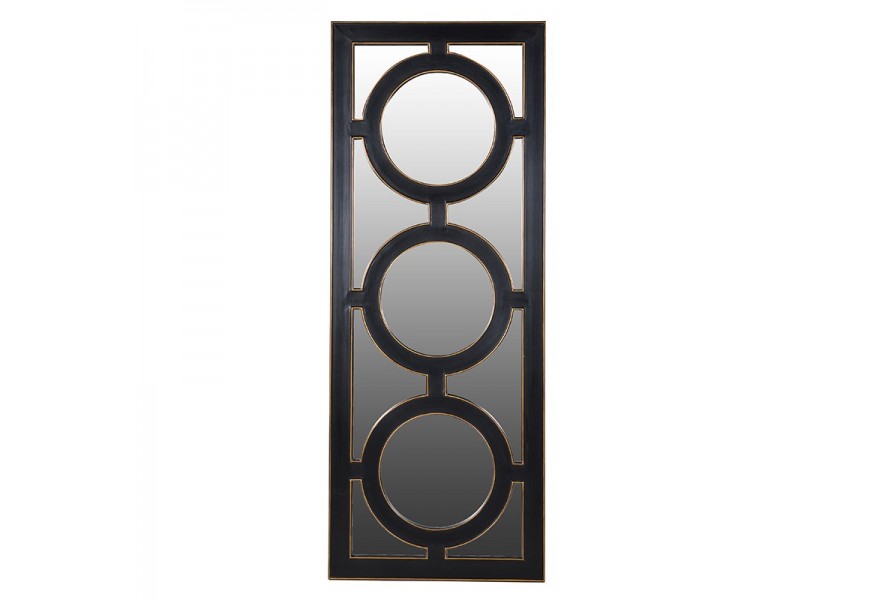 Luxusné art deco nástenné zrkadlo Mirana čiernej farby geometrických tvarov so zlatým zdobením
