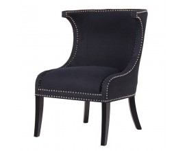Zámocká čierna jedálenská stolička Ferel s masívnymi nohami 91cm a zdobením s cvokmi