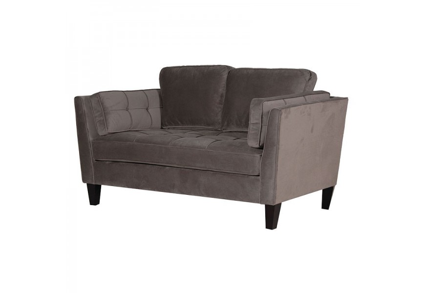 Elegantná zamatová šedá sedačka Freon I s drevenými nohami