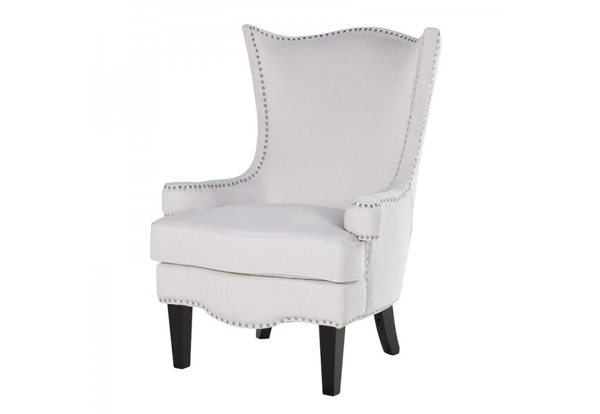 Nadčasové biele kreslo Eldra v tvare ušiak s čiernymi nohami