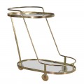Dizajnový zlatý servírovací stolík Heder na kolieskach s oválnou sklenenou doskou