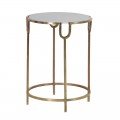 Luxusný okrúhly Art-deco príručný stolík Melis so zlatými nohami a bielou mramorovou doskou