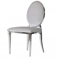 Glamour strieborná jedálenská stolička Norris s kovovou konštrukciou a zamatovým poťahom