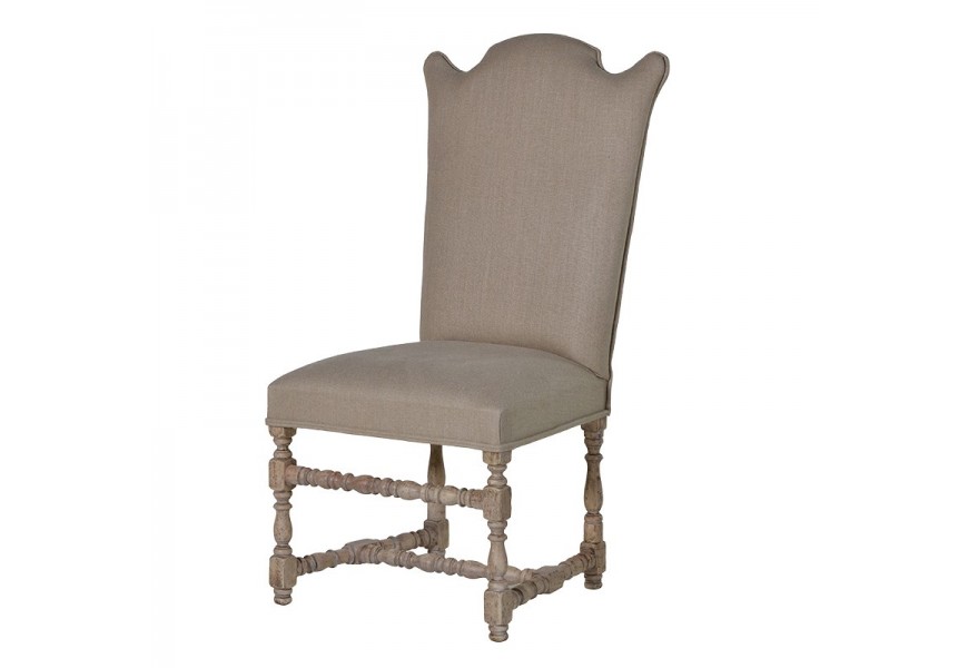 Luxusná vintage čalúnená stolička NATURE vyrezávaná v sivej farbe