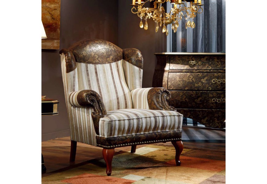 Kreslo kombínácie látky a kože Glamour