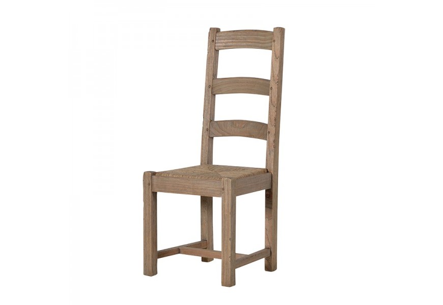 Štýlová masívna jedálenská stolička KOLONIAL zo svetlého dreva s ratanom