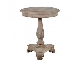 Okrúhly príručný stolík z masívu KOLONIAL zo svetlého hnedého dreva
