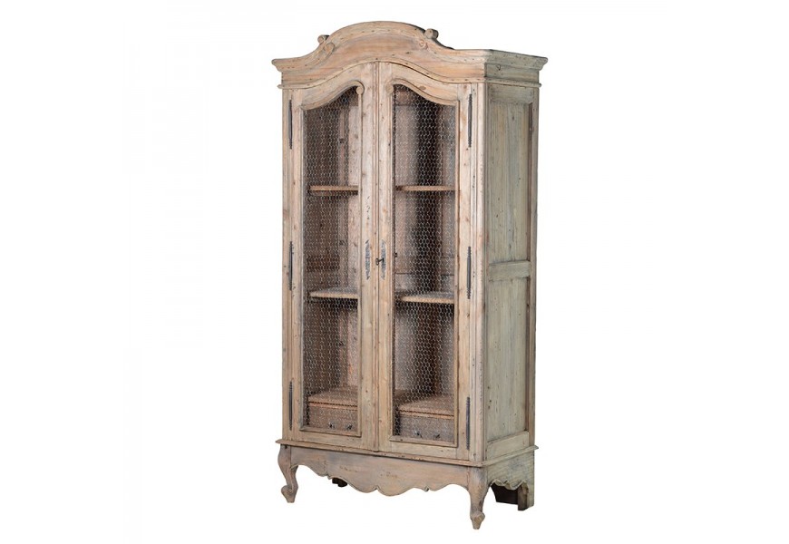 Štýlová vidiecka vitrína KOLONIAL zo svetlého masívneho dreva