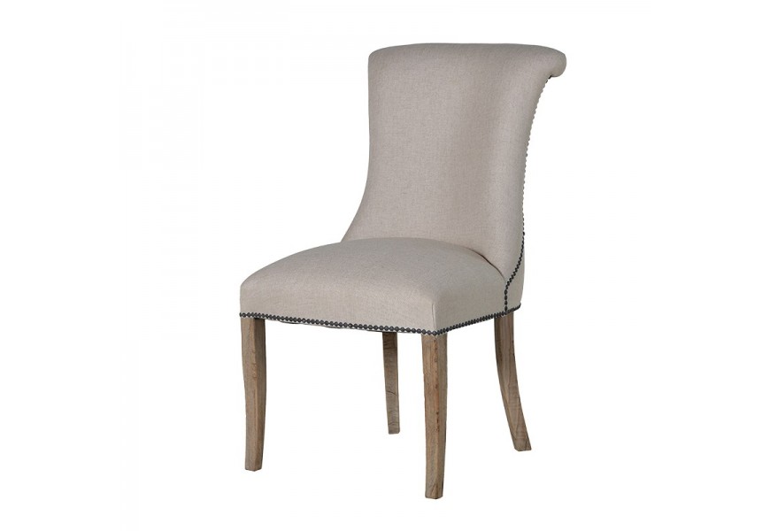 Luxusná bledá jedálenská stolička KOLONIAL s masívnymi nohami a tmavým dekoratívnym klopadlom na chrbte
