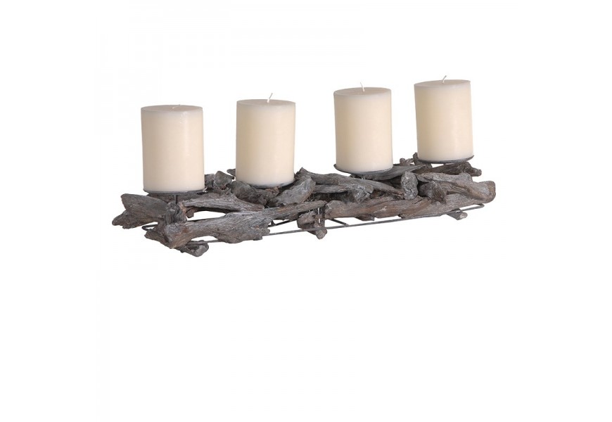 Dizajnový svietnik so štyrmi sviečkami Driftwood