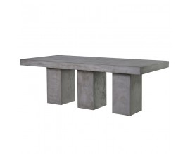 Moderný obdĺžnikový jedálenský stôl Cementia z betónu s troma nohami sivý 220cm