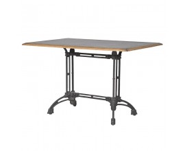 Industriálny obdĺžnikový jedálenský stôl Wes s čiernou kovovou vrchnou doskou s dubovým rámom 120cm