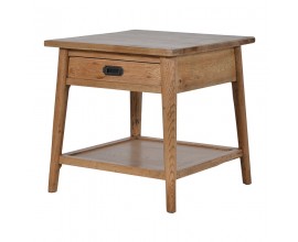 Masívny hranatý príručný stolík Parler z dubového dreva s úložným priestorom 55cm