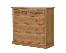 Vidiecka komoda Alberton z masívneho dubového dreva s piatimi zásuvkami s rebrovitým vzorom 105cm 